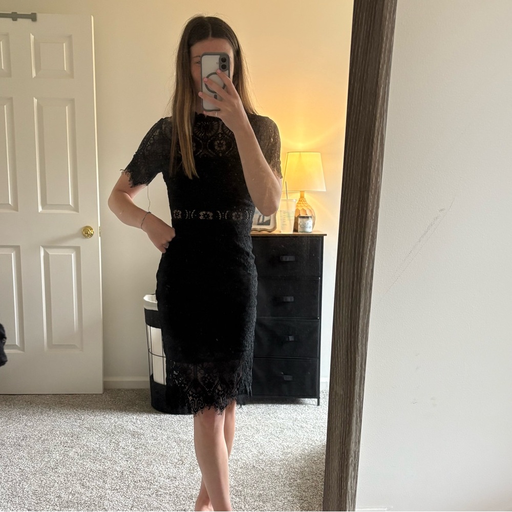 Lulus Elegant Black Lace Dress